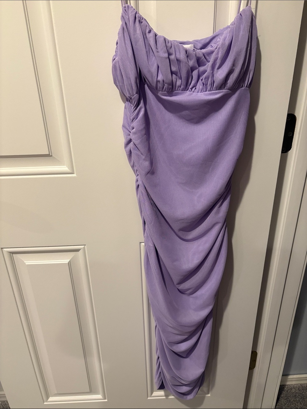 Princess Polly Lilac Ruched Strapless Evening Dress
